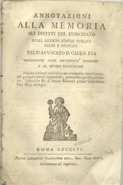 ANNOTAZIONI ALLA MEMORIA SUI DIRITTI DEL PRINCIPATO SUGLI ANTICHI EDIFIZJ …