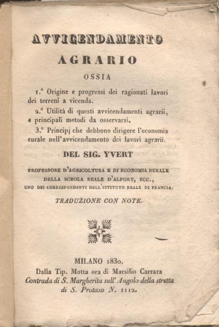 AVVICENDAMENTO AGRARIO.