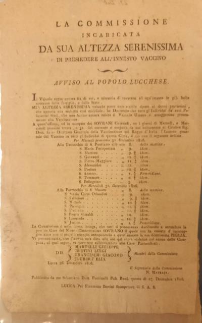 AVVISO AL POPOLO LUCCHESE. In merito alla inoculazione del vaccino …