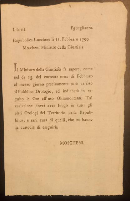 Bando per la variazione degli orologi secondo l'ora francese. Bando …