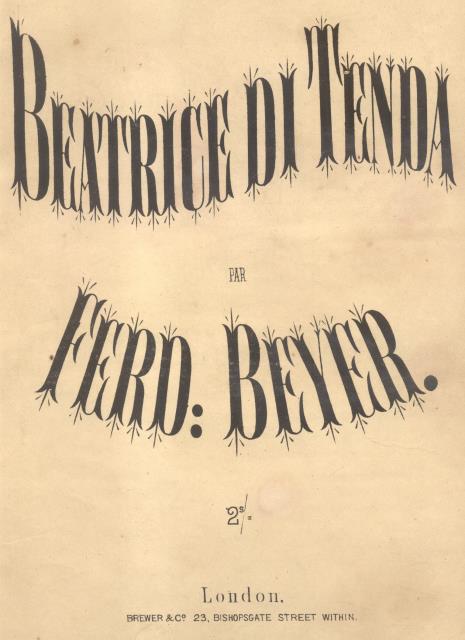 BEATRICE DI TENDA (1833). Petit Fantaisie instructive. Riduzione per Pianoforte …