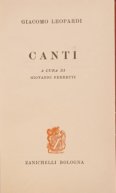 CANTI. A cura di Giovanni Ferretti.