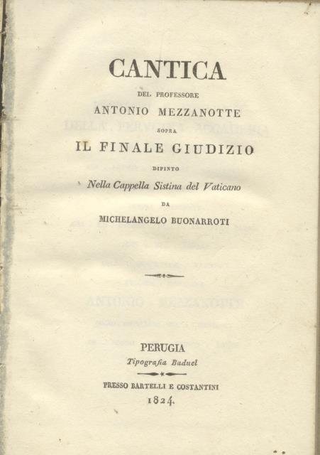 CANTICA SOPRA IL FINALE GIUDIZIO DIPINTO NELLA CAPPELLA SISTINA DA …