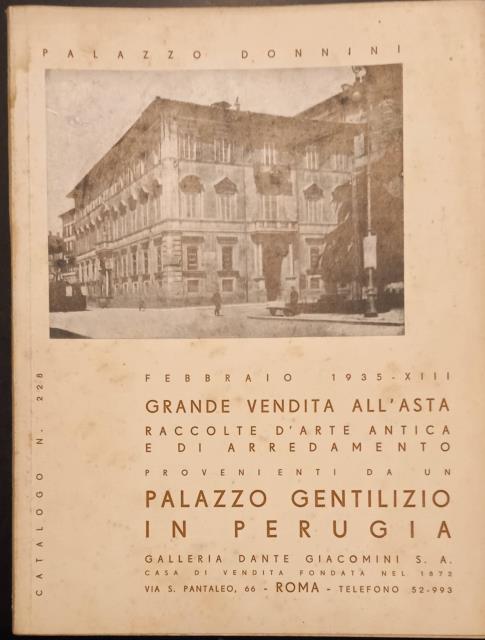 Catalogo delle raccolte d'arte provenienti da un palazzo gentilizio in …