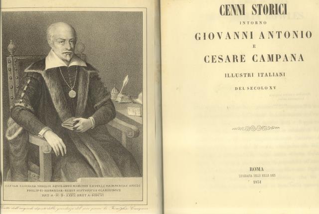 CENNI STORICI INTORNO A GIOVANNI ANTONIO E CESARE CAMPANA, ILLUSTRI …