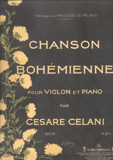 CHANSON BOHÉMIENNE. Pour Violon et Piano. timbro a secco Giugno …