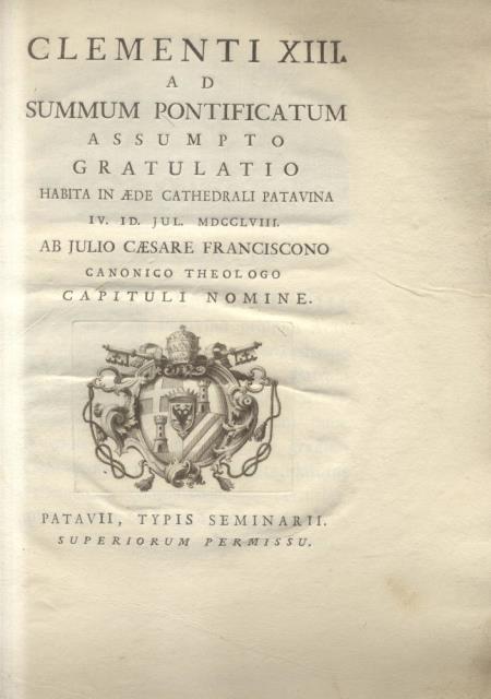 Clementi XIII ad summum pontificatum assumpto gratulatio habita in aede …