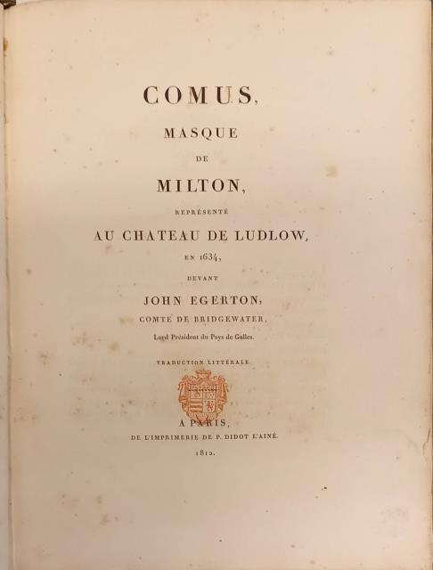 COMO. Dramma con maschere di Milton, rappresentato a Ludlow Castle, …