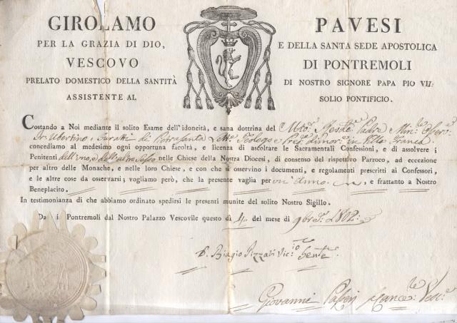 Concessione al reverendo Ubertino Buratti di Pietrasanta della facoltà di …