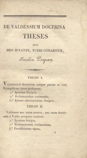 CONSIDÉRATIONS SUR LES VAUDOIS. Ou Habitans des Vallées du Piémont.