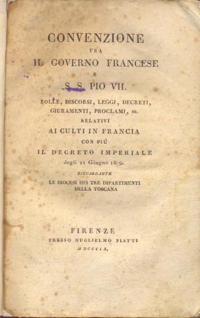 CONVENZIONE TRA IL GOVERNO FRANCESE E S. S. PIO VII. …