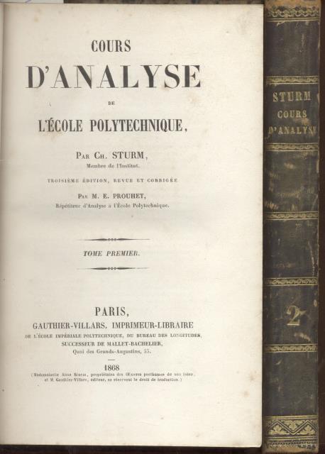 COURS D'ANALYSE DE L'ÉCOLE POLYTECHNIQUE.