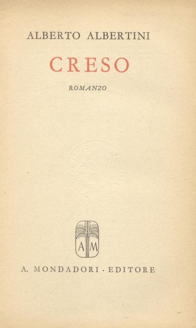 CRESO. Romanzo.
