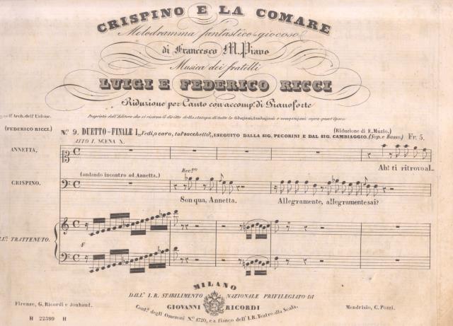 CRISPINO E LA COMARE (1850). Melodramma in quattro Atti di …