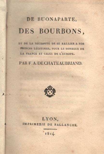 DE BUONAPARTE, DES BOURBONS / SUPPLEMENT. Et de la nécessité …