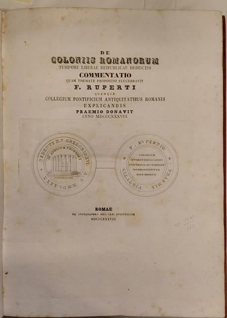 DE COLONIIS ROMANORUM TEMPORE LIBERAE REIPUBLICAE DEDUCTIS. Commentatio quam themate …
