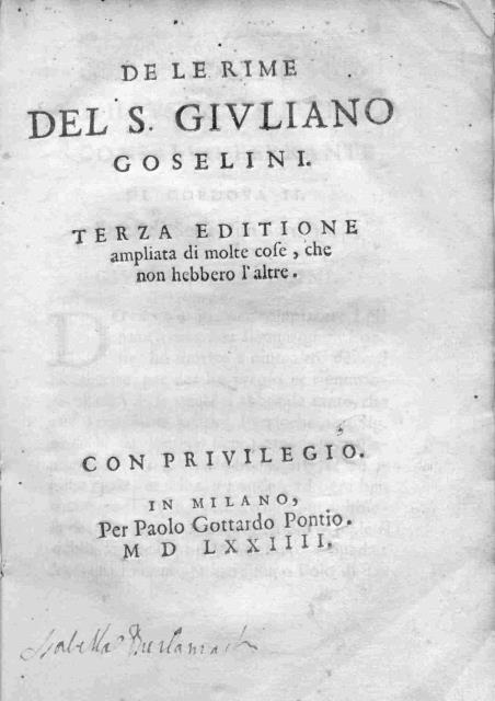 DE LE RIME. "Terza Editione ampliata di molte cose, che …