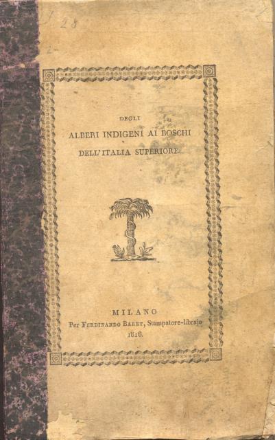 DEGLI ALBERI INDIGENI DELL'ITALIA SUPERIORE. Trattato.
