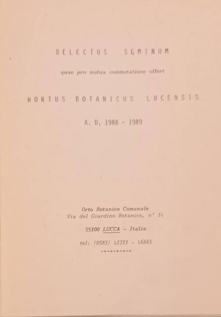 DELECTUS SEMINUM QUAE PRO MUTUA COMMUTATIONE OFFERT HORTUS BOTANICUS LUCENSIS.