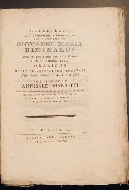 DELLE LODI DELL'EMINENTISSIMO E REVERENDISSIMO SIG. CARDINALE GIOVANNI MARIA RIMINALDI …