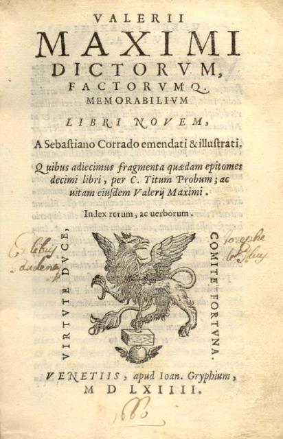 DICTORUM, FACTORUMQUE MEMORABILIUM LIBRI NOVEM. A Sebastiano Corrado emendati & …