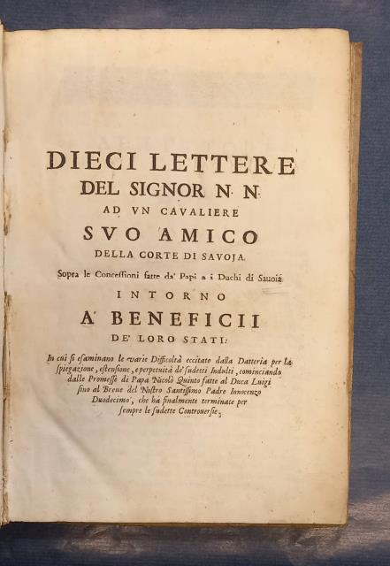 DIECI LETTERE DEL SIGNOR N.N. AD UN CAVALIERE SUO AMICO …