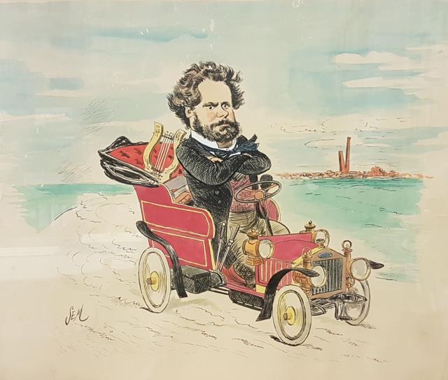 Disegno originale a china di "Sem" (Georges Gourçat) raffigurante il …