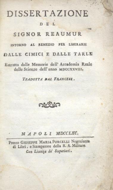 DISSERTAZIONE INTORNO AL REMEDIO PER LIBERARSI DALLE CIMICI E DALLE …