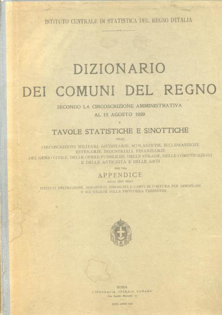 Dizionario dei Comuni del Regno secondo la circoscrizione amministrativa al …