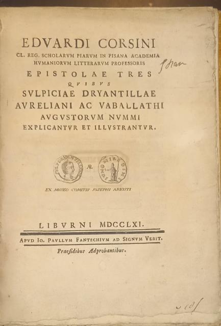 EPISTOLAE TRES QUIEBUS SULPICIAE DRYANTILLAE AURELIANI AC VABALLATHI AUGUSTORUM NUMMI …