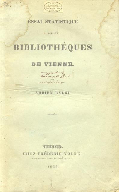 ESSAI STATISTIQUE SUR LES BIBLIOTHÈQUES DE VIENNE. Précédé de la …