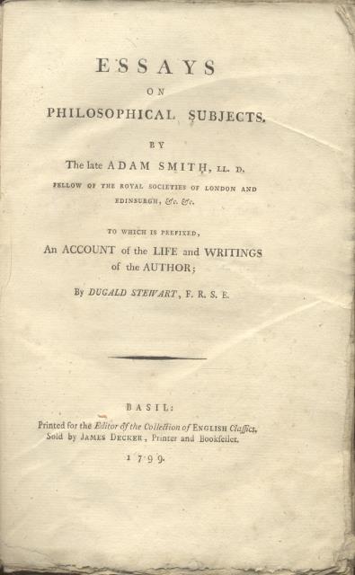 ESSAYS ON PHILOSOPHICAL SUBJECTS. To which is prefixed, an Account …
