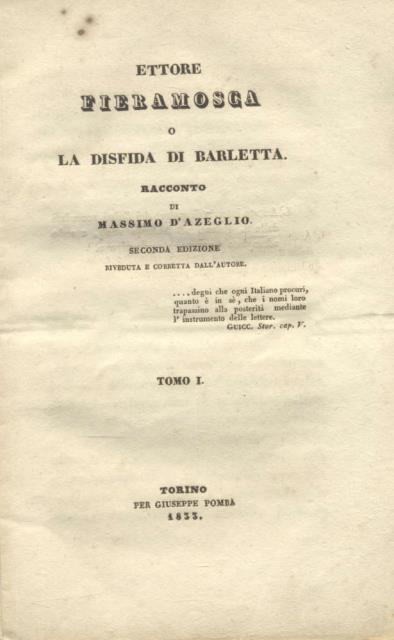 ETTORE FIERAMOSCA o LA DISFIDA DI BARLETTA. Racconto.