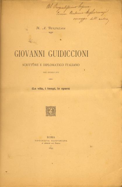 GIOVANNI GUIDICCIONI, SCRITTORE E DIPLOMATICO ITALIANO DEL SECOLO XVI. La …