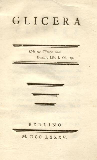 GLICERA. Ode arcadica.