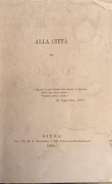 GUIDA DEL VIAGGIATORE ALLA CITTA' DI LORETO.