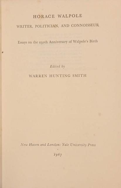 HORACE WALPOLE, Writer, Politician, and Connoisseur. Essays on the 250th …