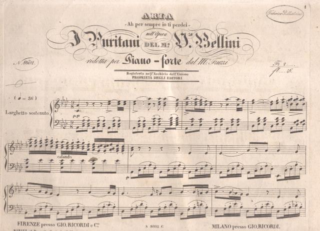 I PURITANI (1835). Aria "Ah per sempre io ti perdei". …