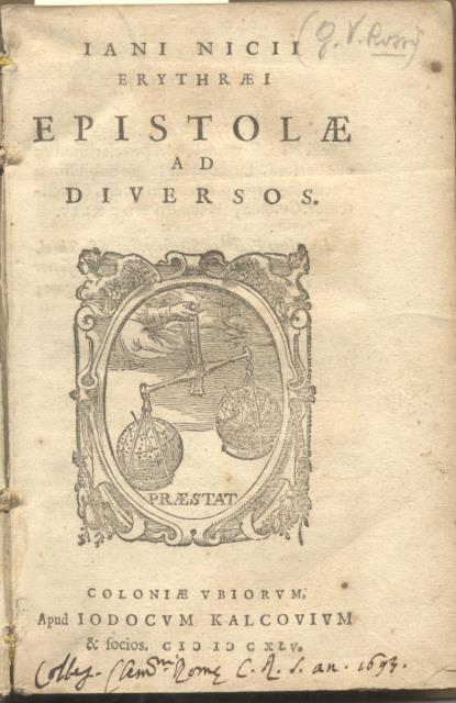 IANI NICII ERYTHRAEI EPISTOLAE AD DIVERSOS.