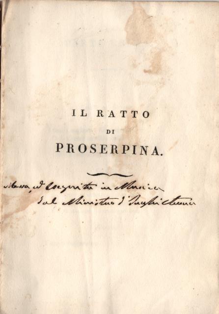IL RATTO DI PROSERPINA (1790). Favola per musica di Mattia …