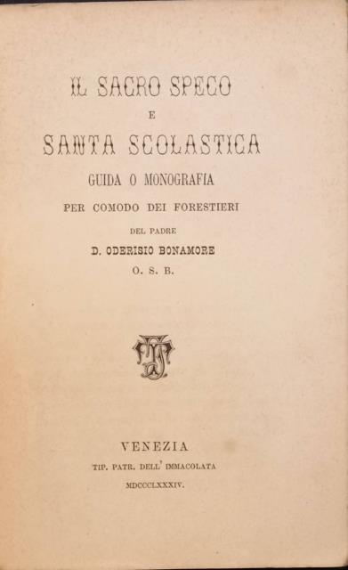 IL SACRO SPECO E SANTA SCOLASTICA. Guida o monografia per …