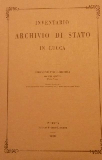 INVENTARIO ARCHIVIO DI STATO IN LUCCA.