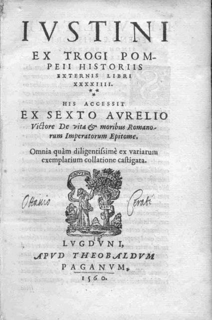 IUSTINI EX TROGI POMPEII HISTORIIS EXTERNIS LIBRI XXXXIIII.