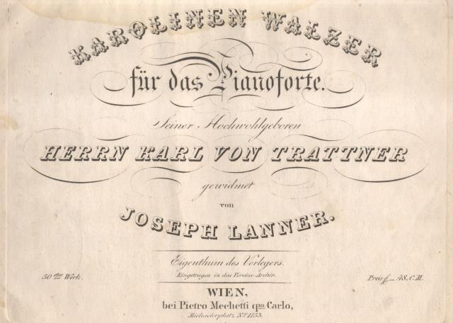 KAROLINEN. Walzer für das Pianoforte (Pl.n°2144).