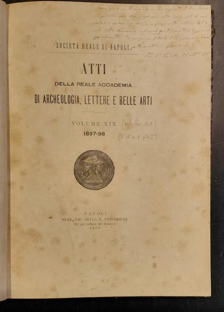 LA CERAMICA ANTICA NELL'ITALIA MERIDIONALE. Memoria premiata dalla R. Accademia.
