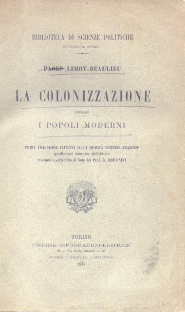 LA COLONIZZAZIONE PRESSO I POPOLI MODERNI.