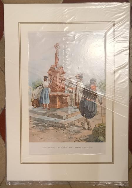 LA FONTANA DELLA PIAZZA DI CETTIGNE. Litografia policroma di Achille …