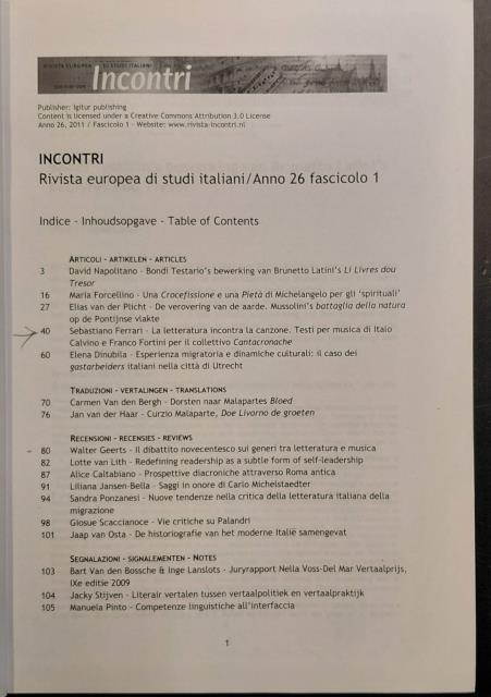 LA LETTERATURA INCONTRA LA CANZONE. Testi per musica di Italo …