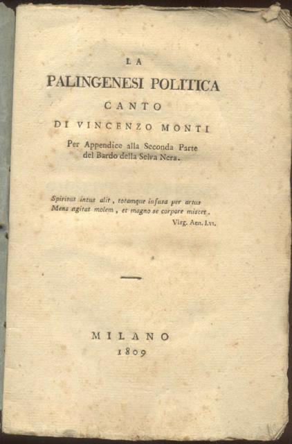 LA PALINGENESI POLITICA. Canto. Per appendice alla seconda parte del …