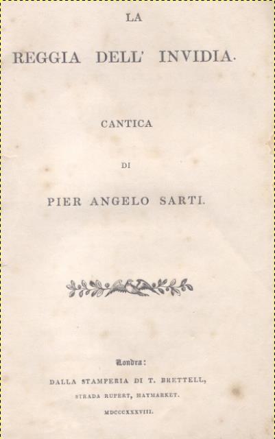 LA REGGIA DELL'INVIDIA. Cantica.